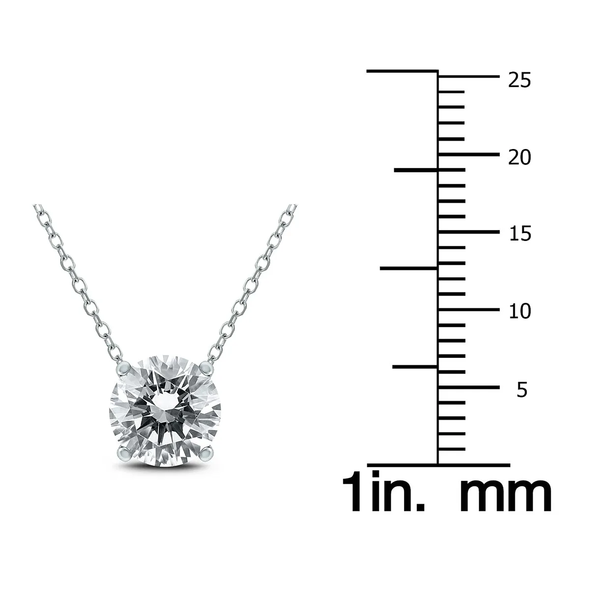 1 Carat Floating Round Diamond Solitaire Necklace In 14K White Gold