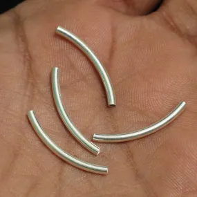 1 Pc, 92.5 Sterling Silver 25x2mm Curved Tubes