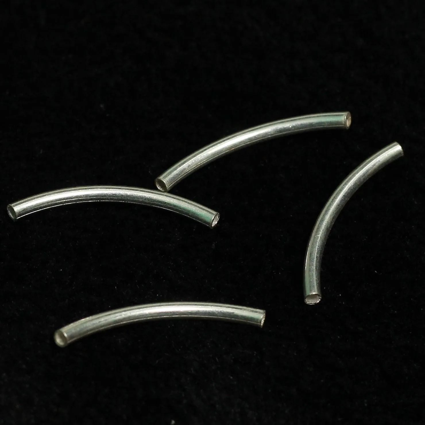 1 Pc, 92.5 Sterling Silver 25x2mm Curved Tubes