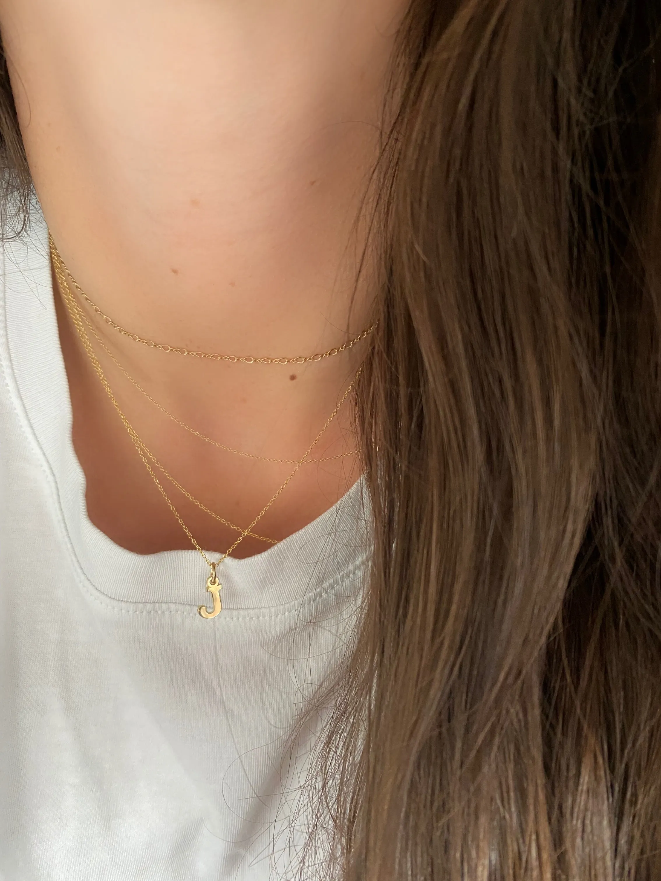 10 Karat Gold Large Initial Charm Necklace