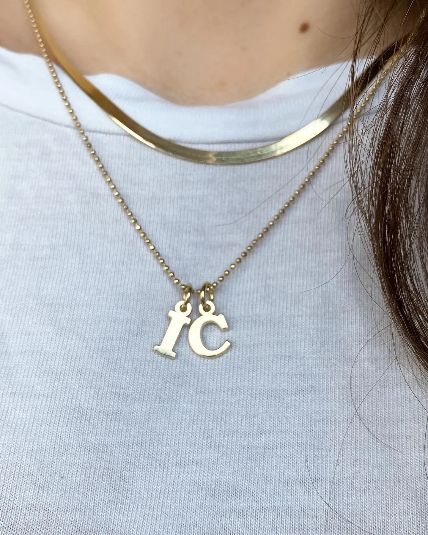 10 Karat Gold Large Initial Charm Necklace