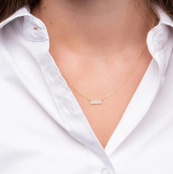 10K Gold and Diamond Bar Necklace