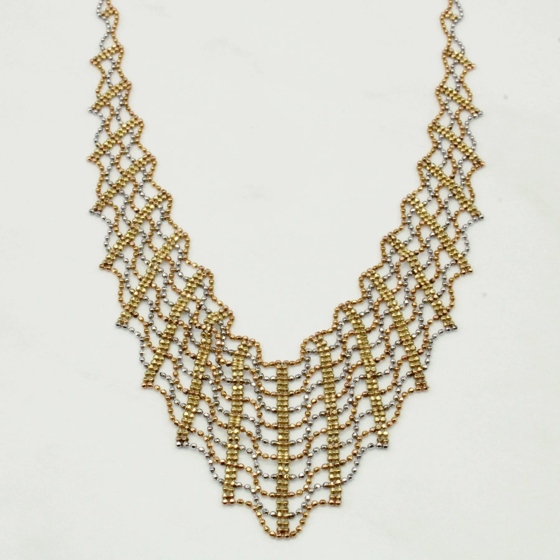 10k Multi Tone Gold Woven Necklace | 17" |