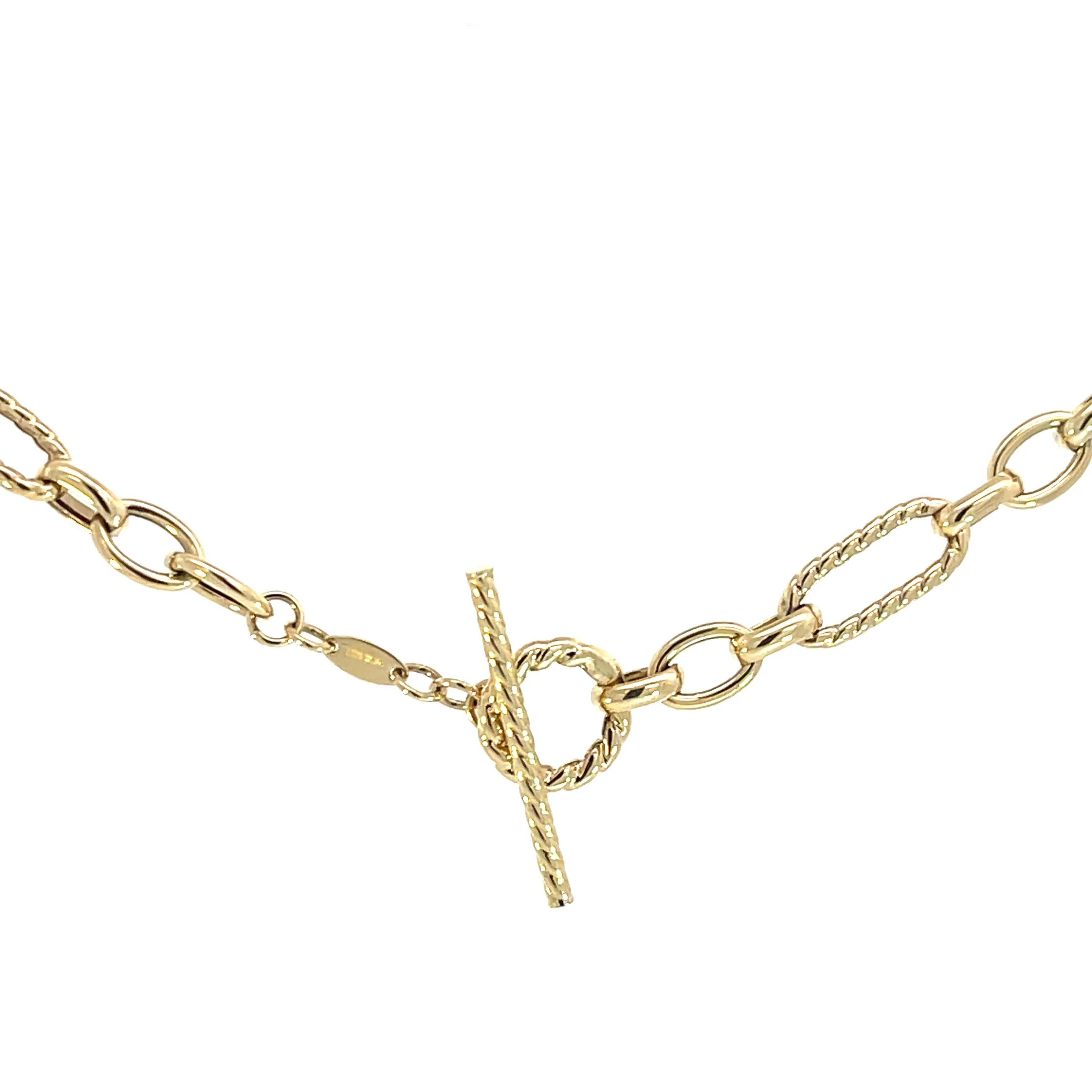 10K Yellow Gold Textured Link Chain with Toggle Clasp