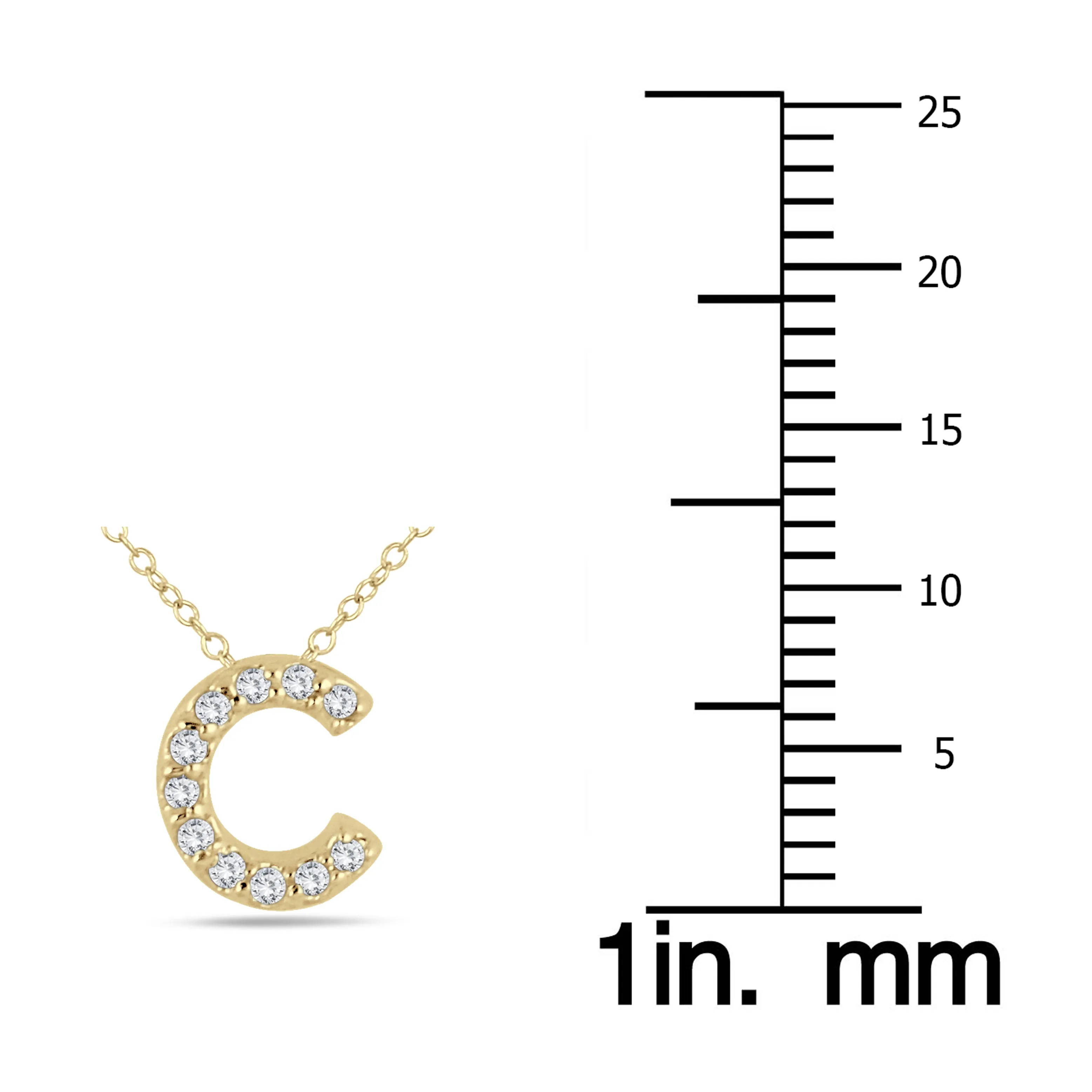 1/10 Carat Tw C Initial Diamond Pendant In 10K Yellow Gold