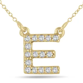 1/10 Carat Tw E Initial Diamond Pendant In 10K Yellow Gold