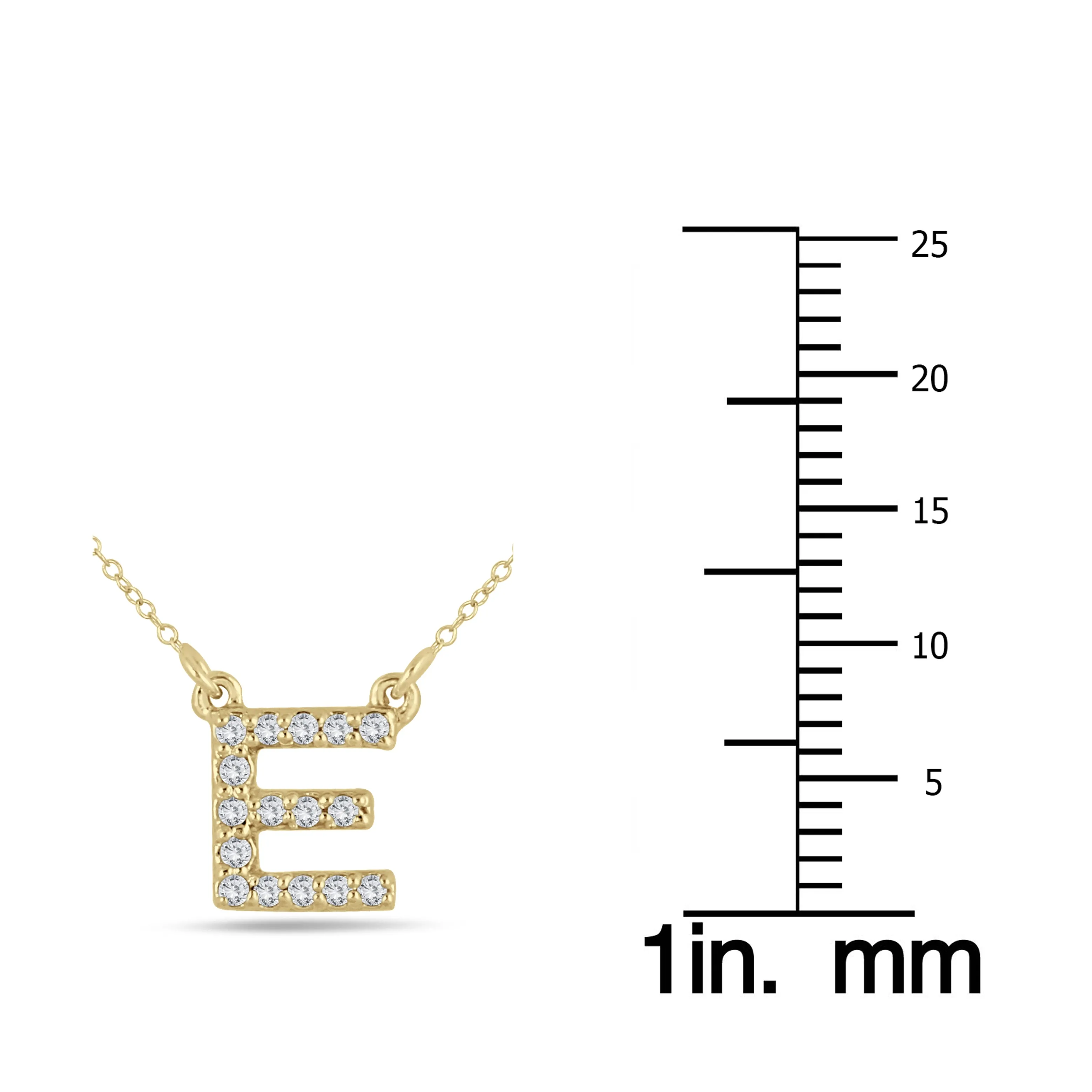 1/10 Carat Tw E Initial Diamond Pendant In 10K Yellow Gold