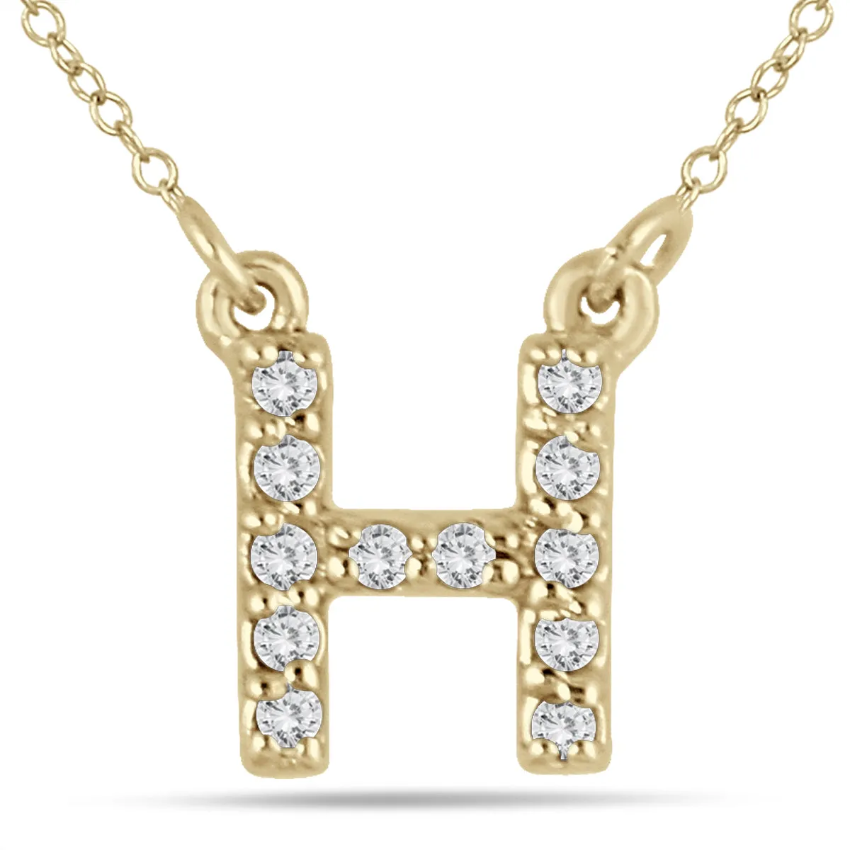 1/10 Carat Tw H Initial Diamond Pendant In 10K Yellow Gold