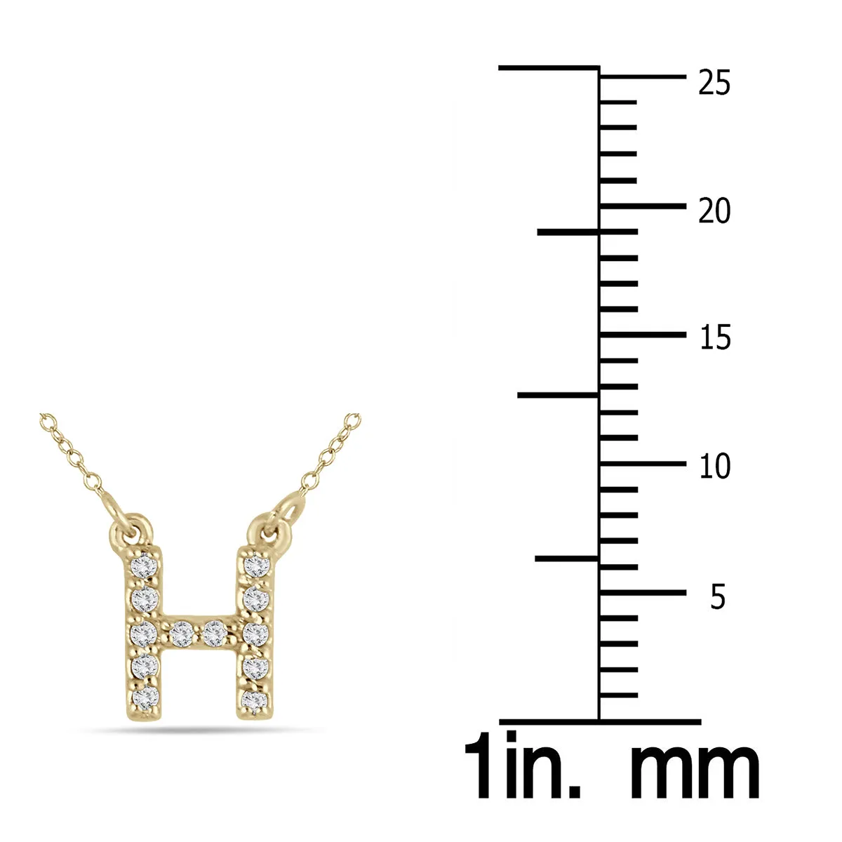 1/10 Carat Tw H Initial Diamond Pendant In 10K Yellow Gold