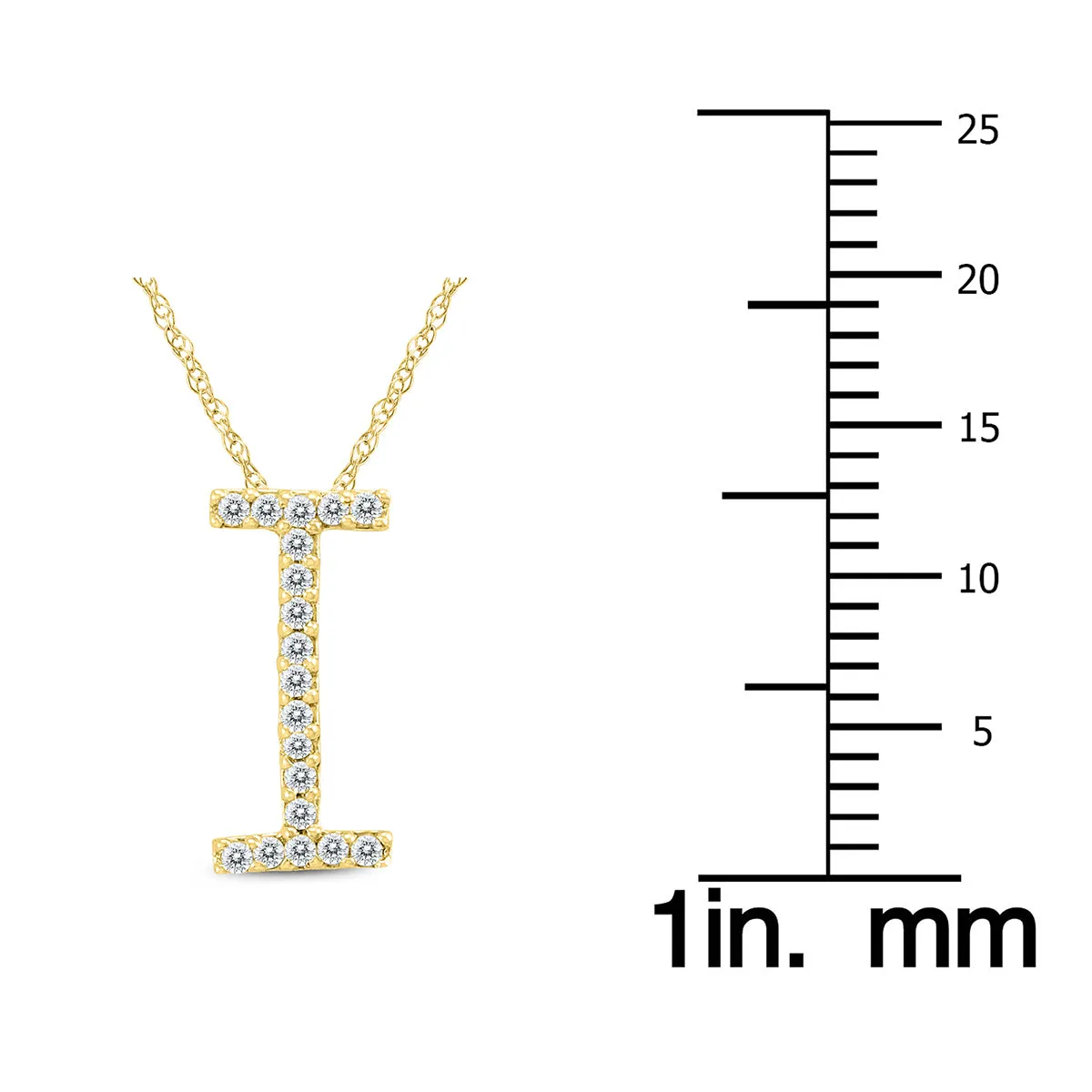 1/10 Carat Tw I Initial Diamond Pendant Necklace In 10K Yellow Gold With Adjustable Chain