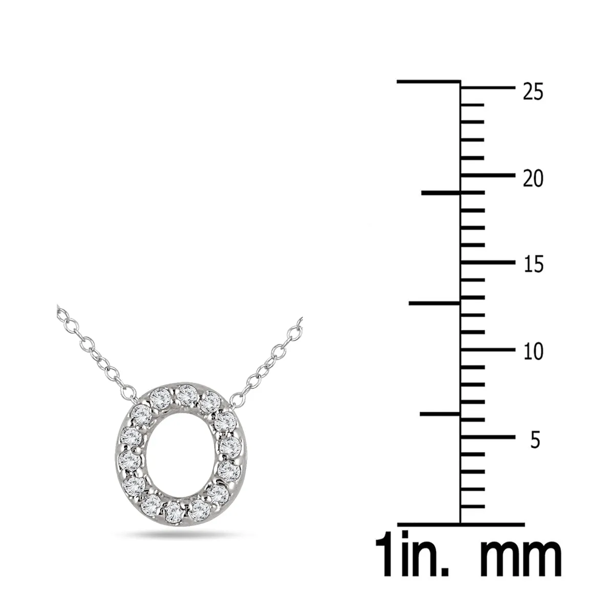 1/10 Carat Tw O Initial Diamond Pendant In 10K White Gold