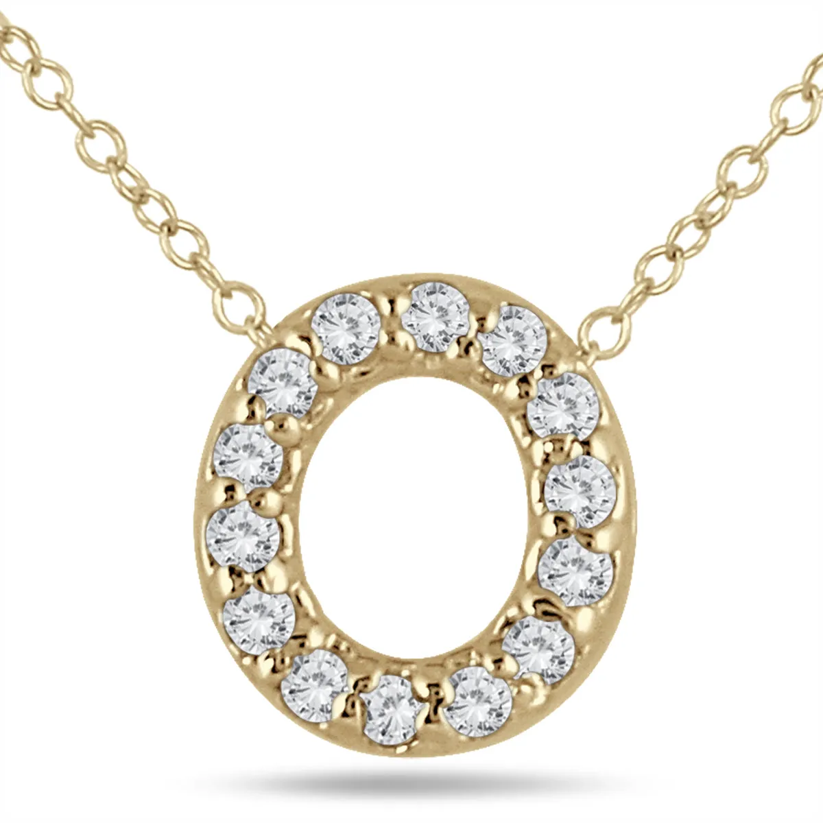 1/10 Carat Tw O Initial Diamond Pendant In 10K Yellow Gold