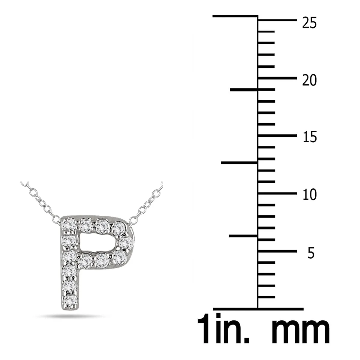 1/10 Carat Tw P Initial Diamond Pendant In 10K White Gold