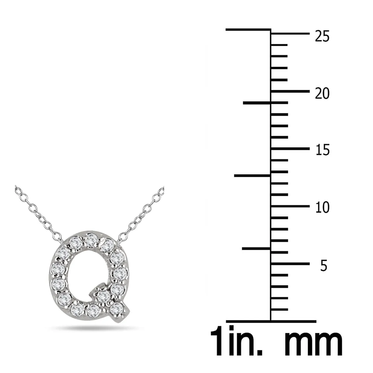 1/10 Carat Tw Q Initial Diamond Pendant In 10K White Gold