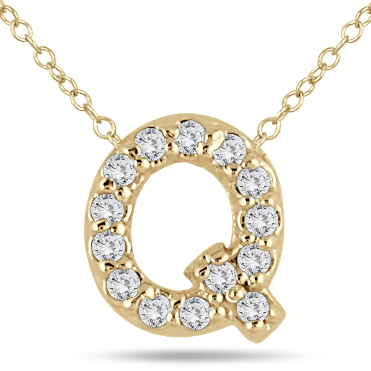 1/10 Carat Tw Q Initial Diamond Pendant In 10K Yellow Gold