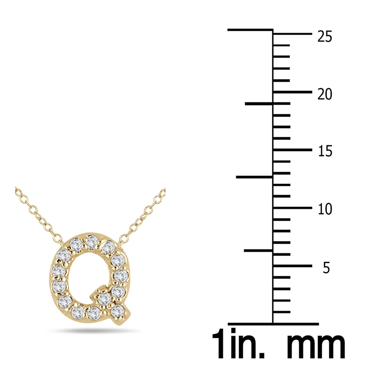 1/10 Carat Tw Q Initial Diamond Pendant In 10K Yellow Gold