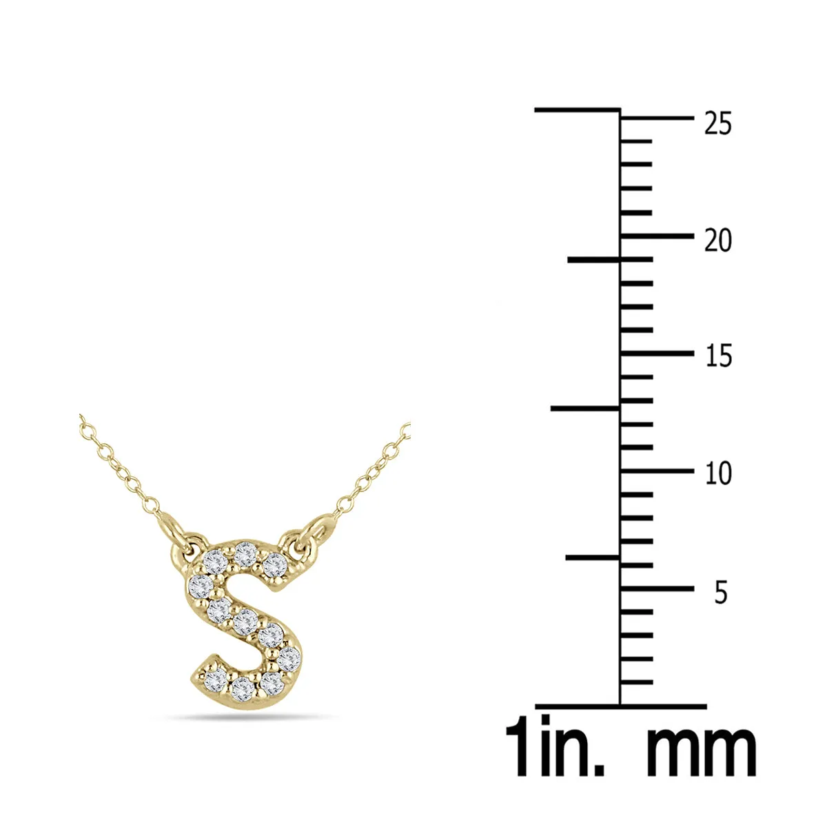 1/10 Carat Tw S Initial Diamond Pendant In 10K Yellow Gold