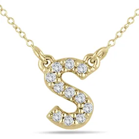 1/10 Carat Tw S Initial Diamond Pendant In 10K Yellow Gold