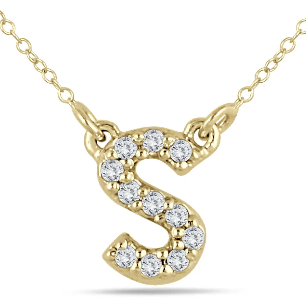 1/10 Carat Tw S Initial Diamond Pendant In 10K Yellow Gold