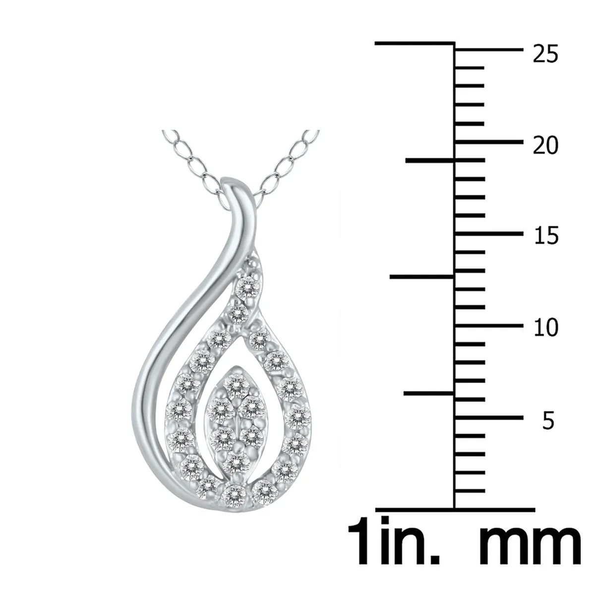 1/4 Ctw Natural Diamond Tear Drop Pendant In 10K White Gold