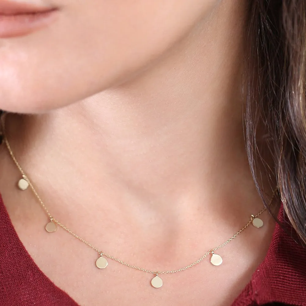 14k Coin Disc Choker Necklace