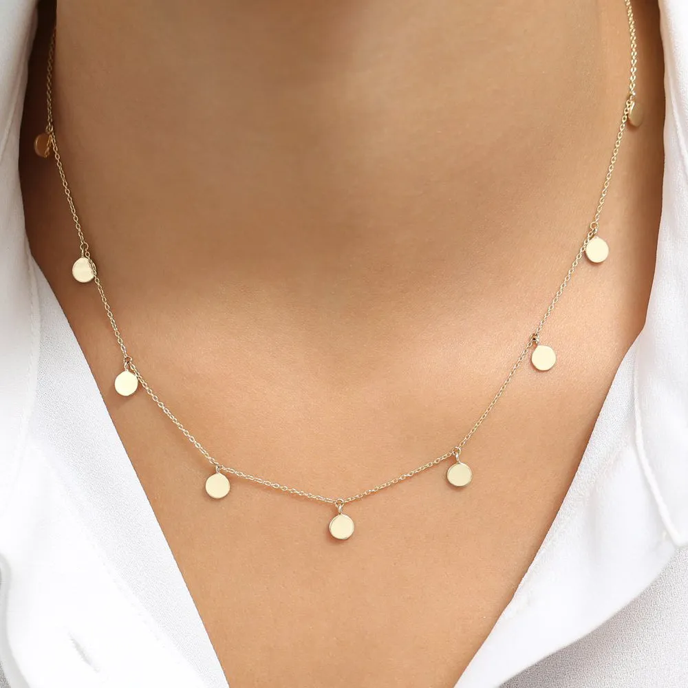 14k Coin Disc Choker Necklace