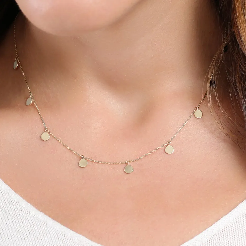 14k Coin Disc Choker Necklace