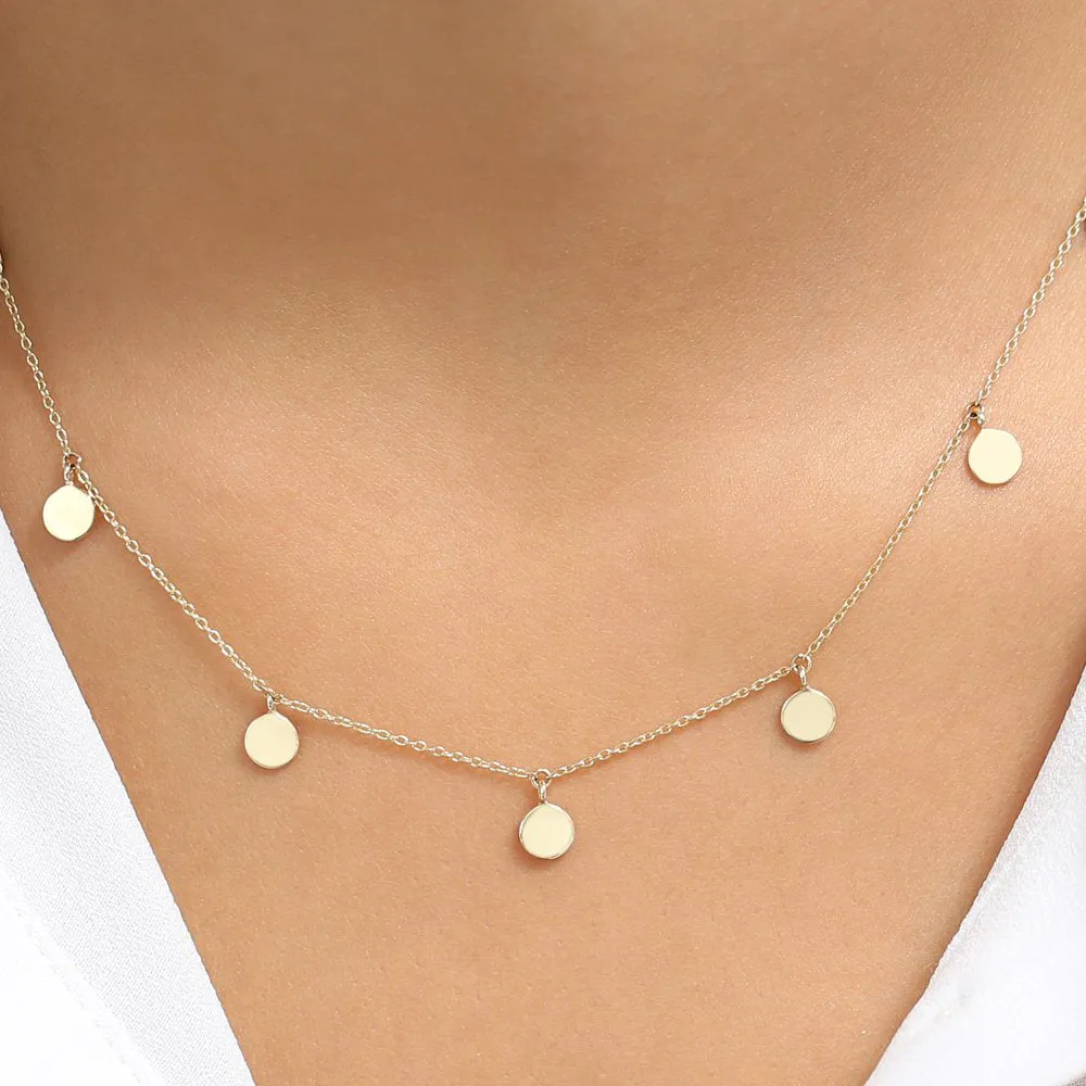 14k Coin Disc Choker Necklace