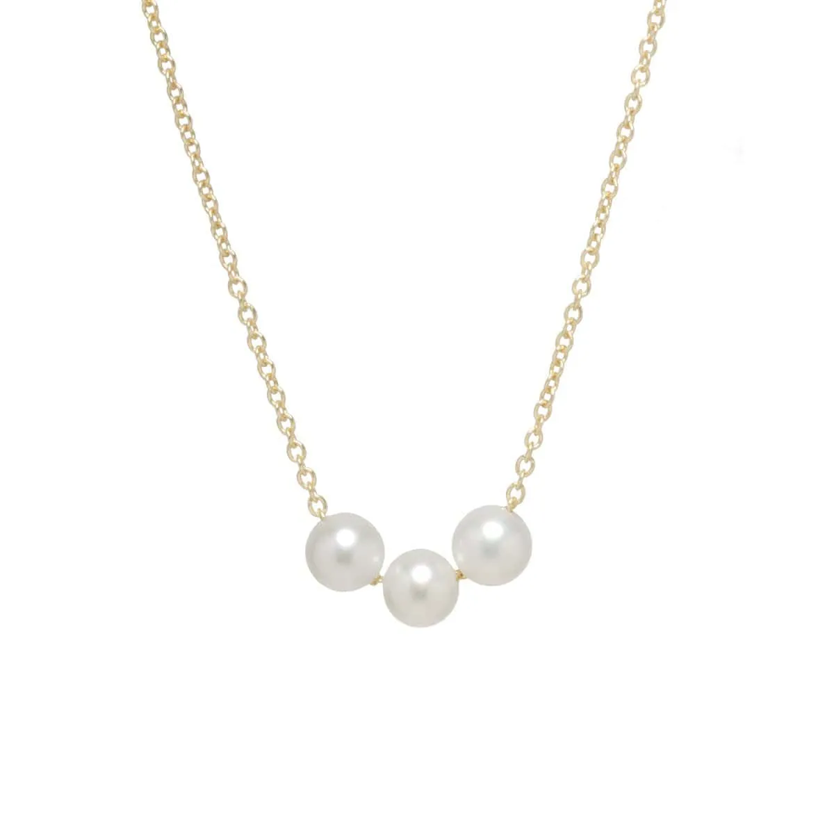 14K Gold 3 Small Pearl Necklace