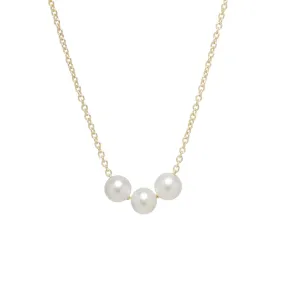 14K Gold 3 Small Pearl Necklace