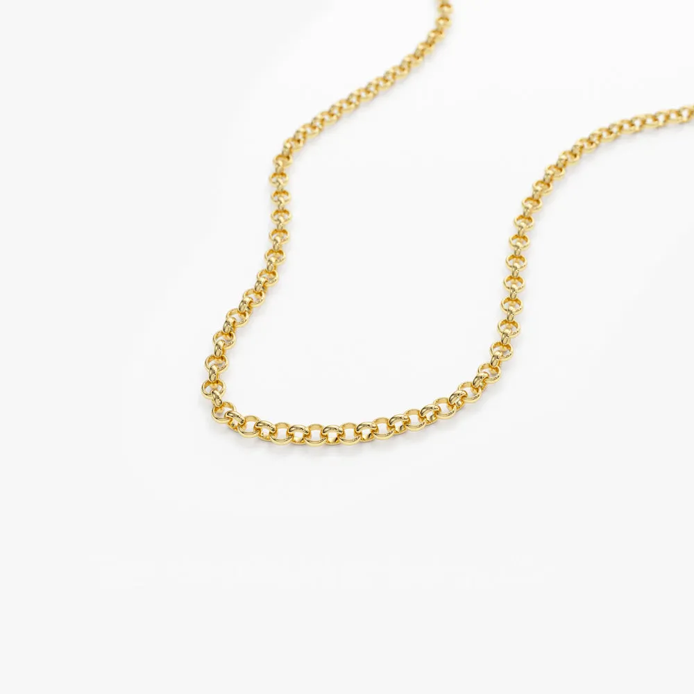 14K Gold 3MM Classic Rolo Chain Necklace - Elegant and Durable Fine Jewelry Accessory