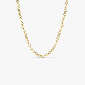 14K Gold 3MM Classic Rolo Chain Necklace - Elegant and Durable Fine Jewelry Accessory