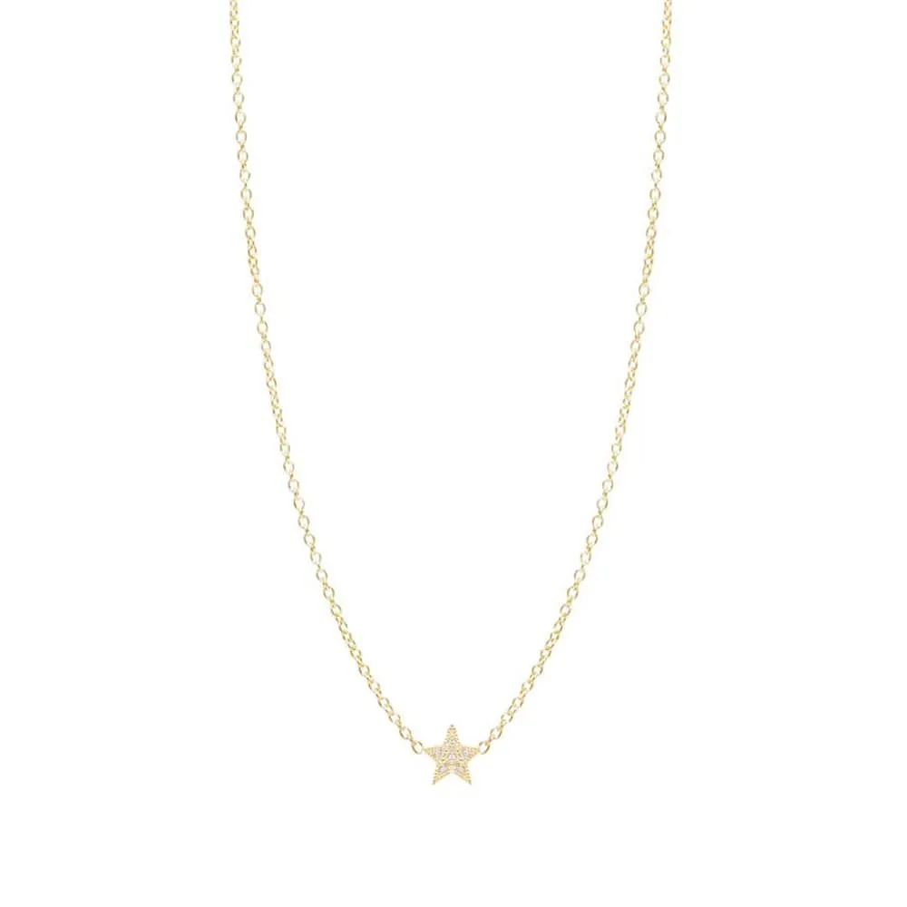 14K GOLD ITTY BITTY PAVE STAR NECKLACE