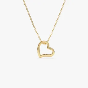 14k Gold Open Heart Shaped Charm Necklace