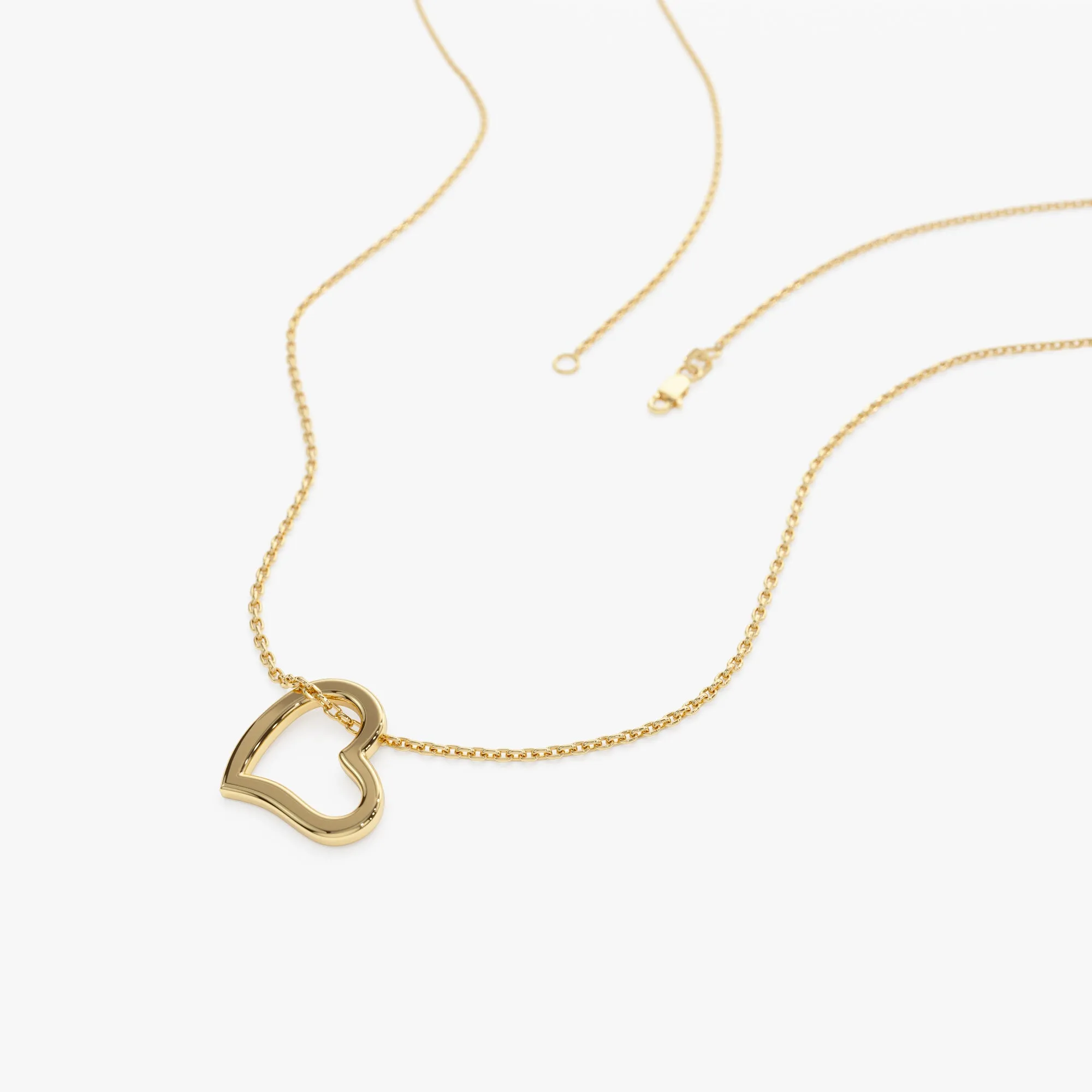 14k Gold Open Heart Shaped Charm Necklace