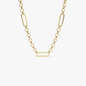 14K Gold Rolo Paperclip Chain Necklace