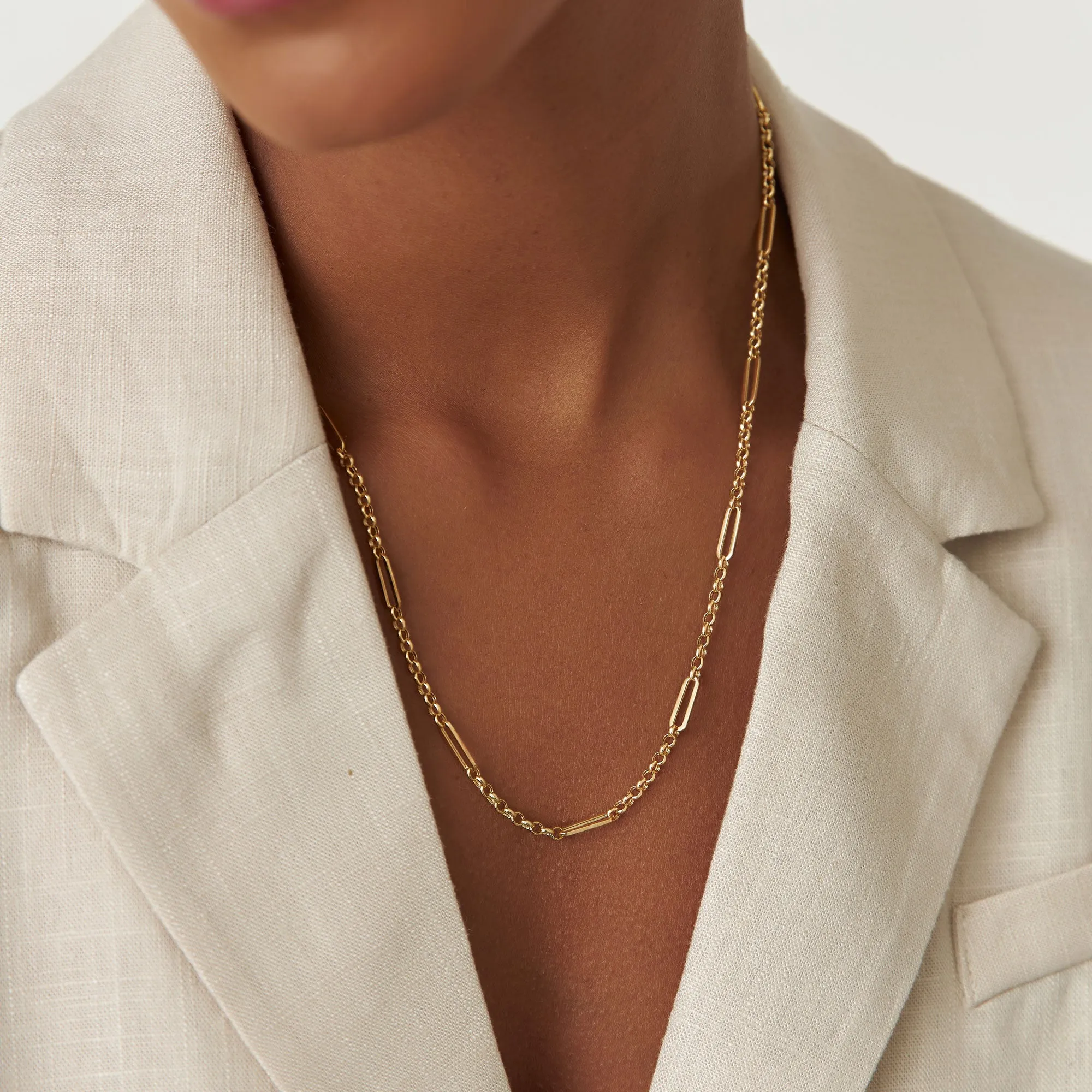 14K Gold Rolo Paperclip Chain Necklace