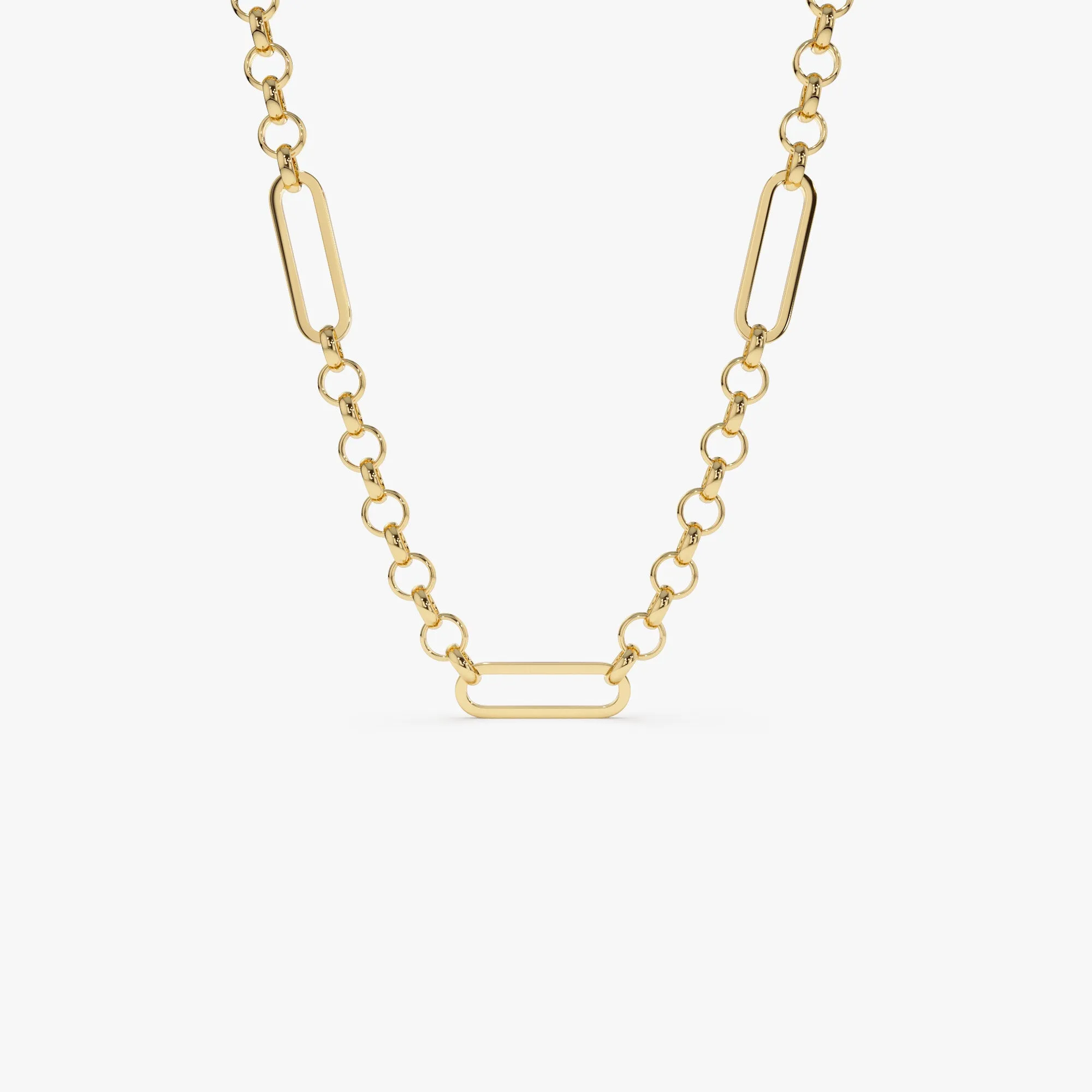 14K Gold Rolo Paperclip Chain Necklace