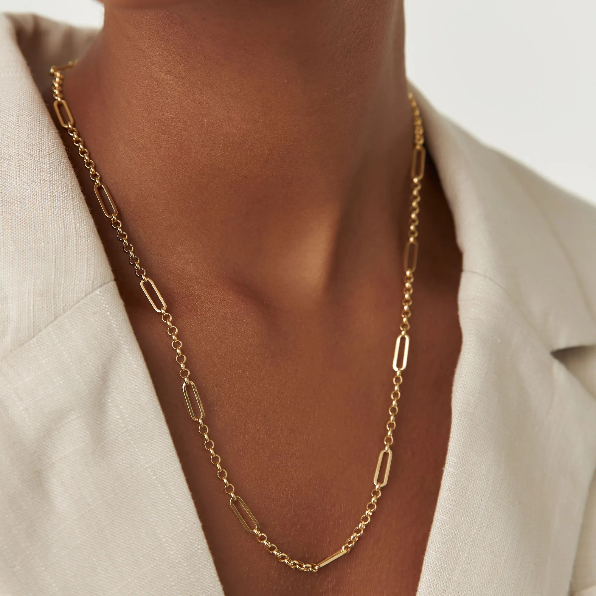 14K Gold Rolo Paperclip Chain Necklace