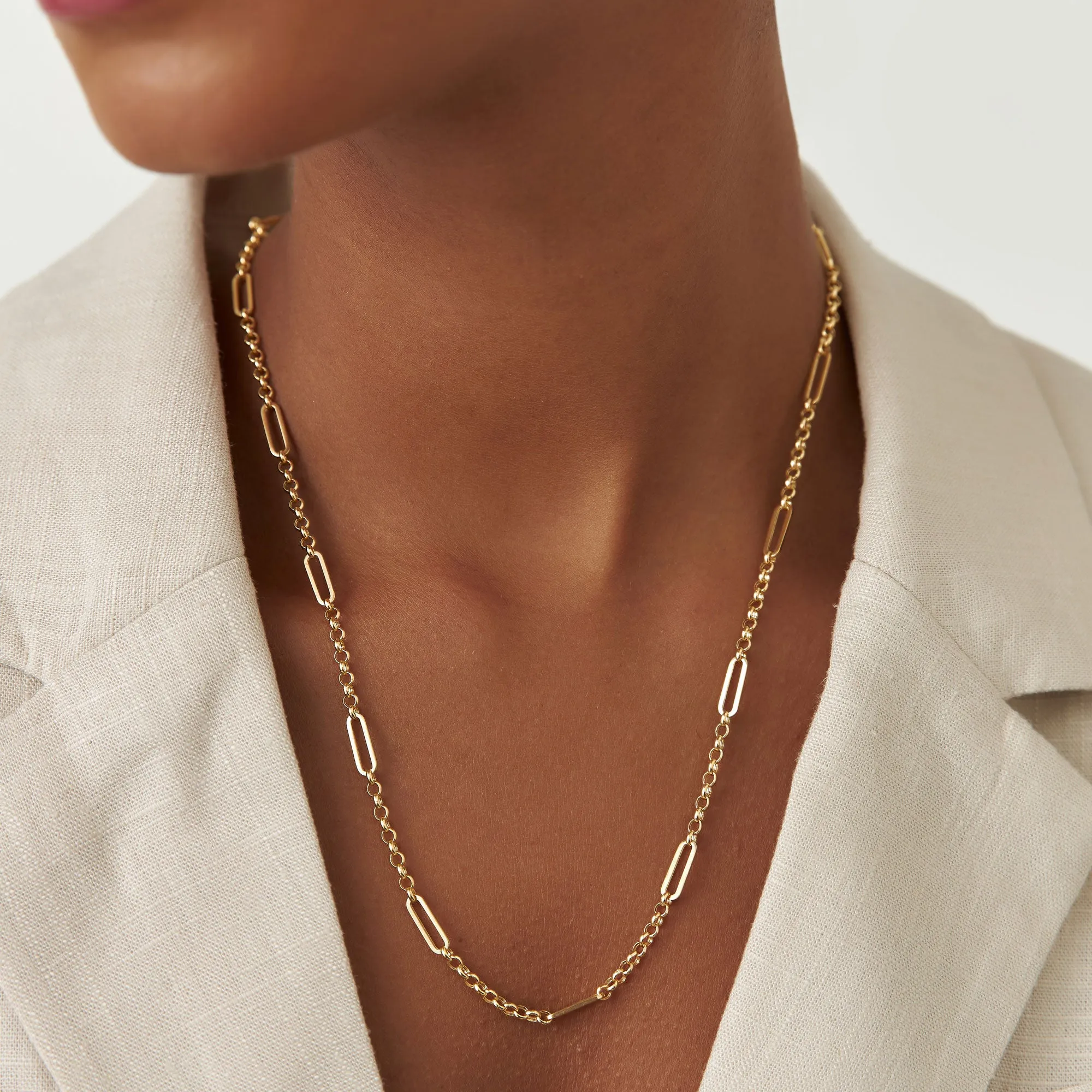 14K Gold Rolo Paperclip Chain Necklace