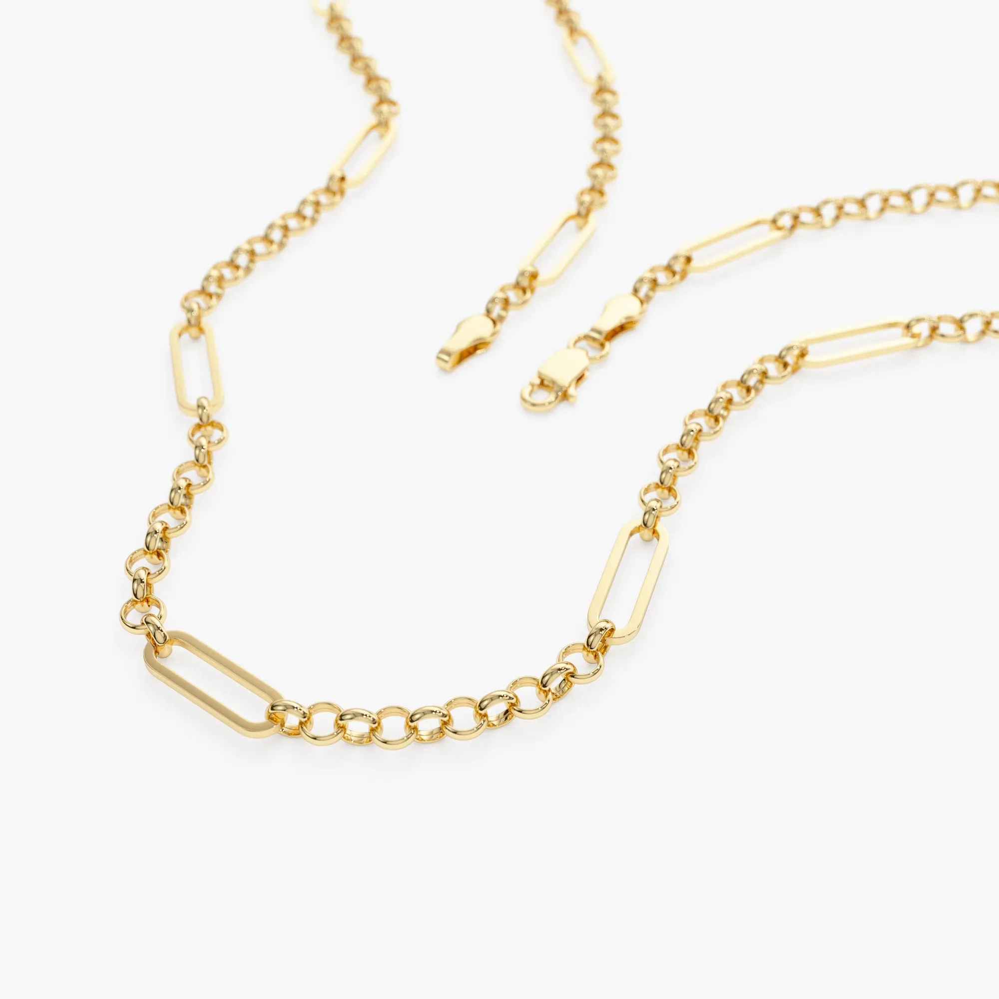 14K Gold Rolo Paperclip Chain Necklace