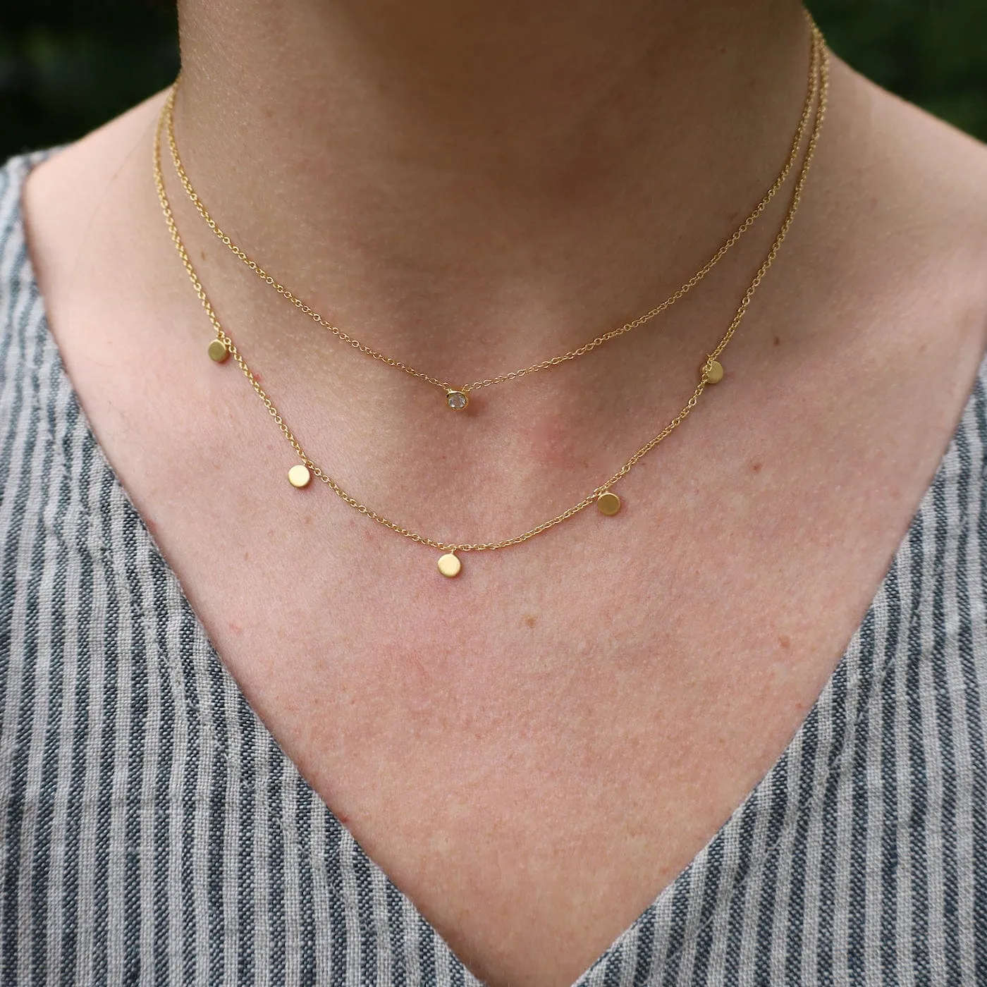 14k Gold Vermeil Confetti Necklace ~ Brushed