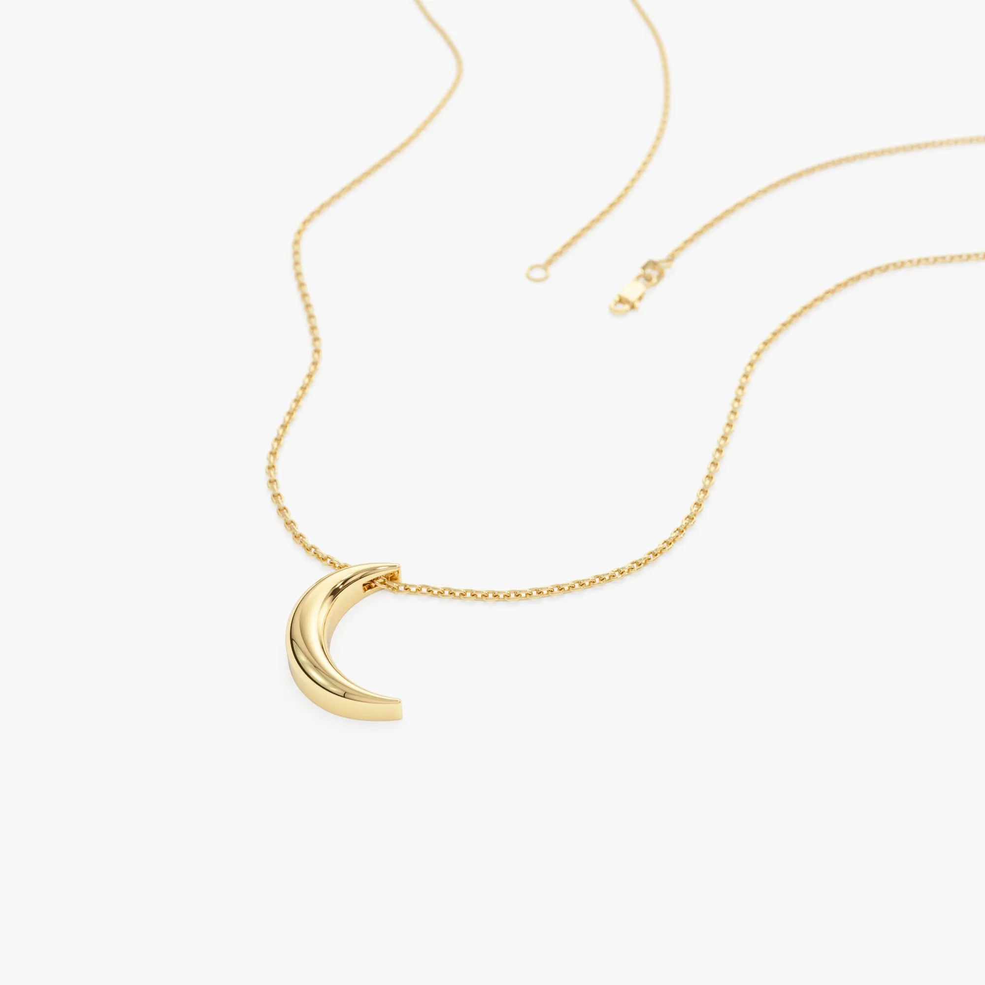 14K Half Moon Crescent Charm Necklace