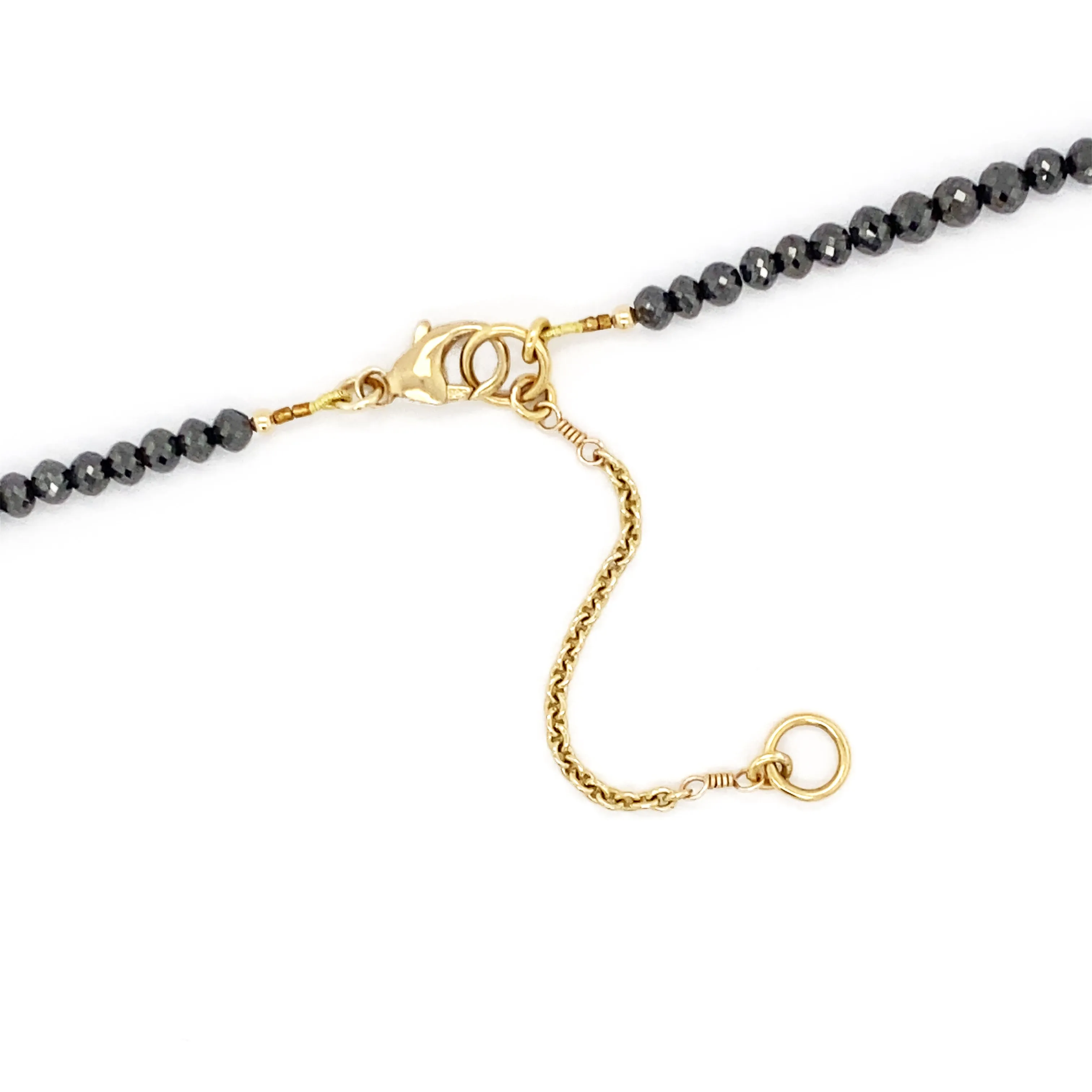 14k Large Black Diamond Faceted Bead Necklace