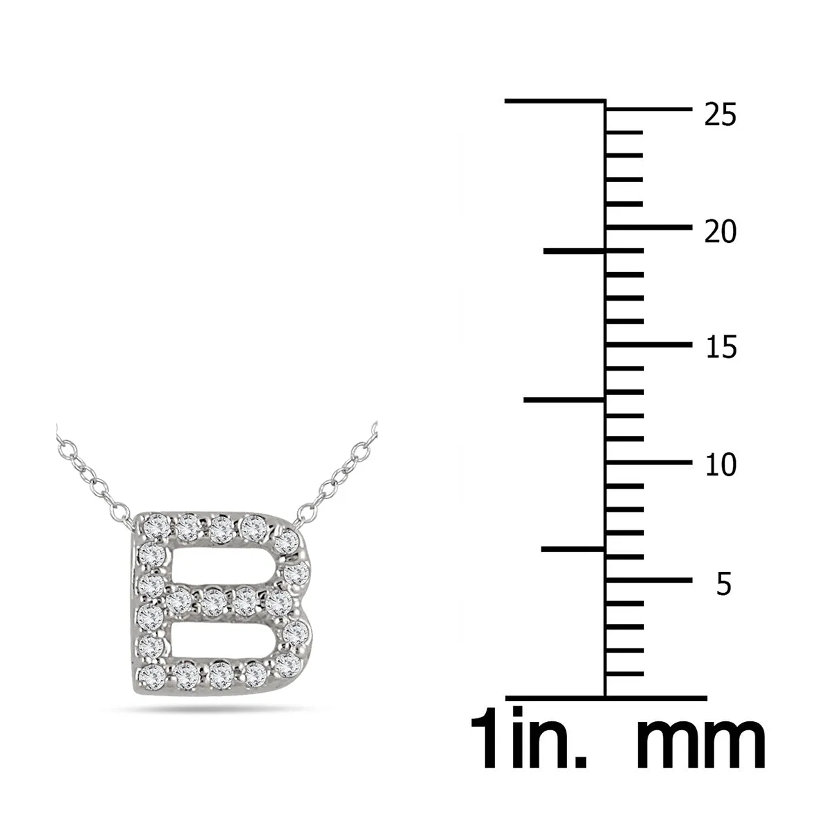 1/6 Carat Tw B Initial Diamond Pendant In 10K White Gold