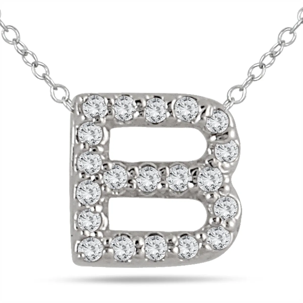 1/6 Carat Tw B Initial Diamond Pendant In 10K White Gold