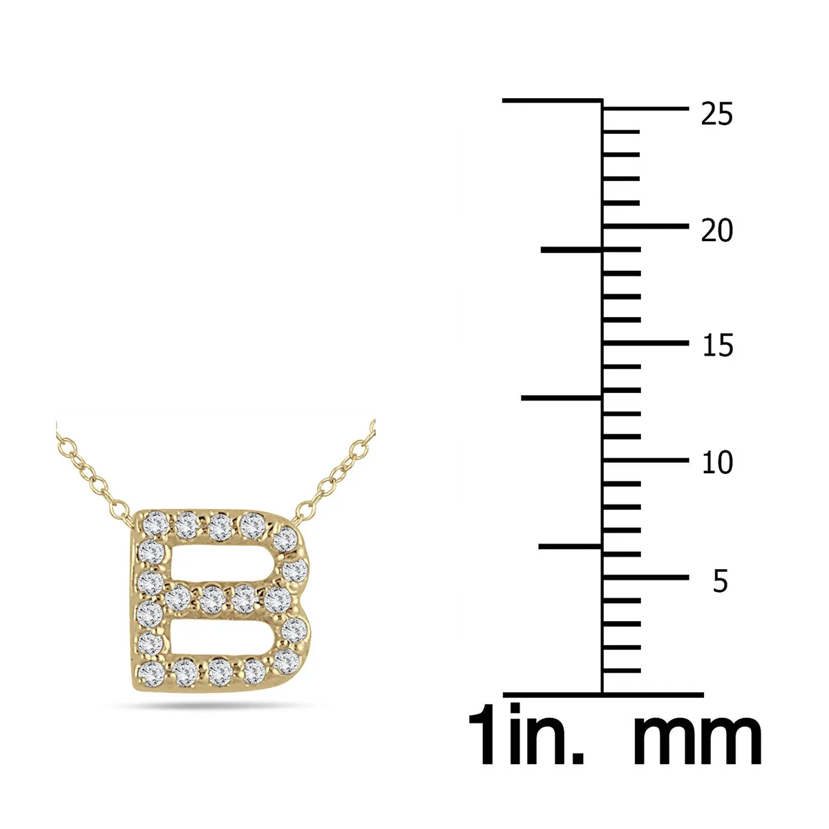 1/6 Carat Tw B Initial Diamond Pendant In 10K Yellow Gold