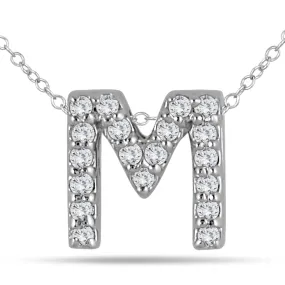 1/6 Carat Tw M Initial Diamond Pendant In 10K White Gold