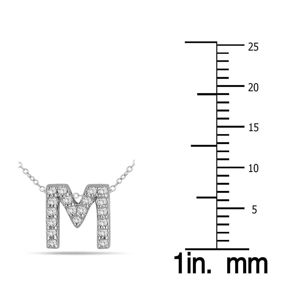 1/6 Carat Tw M Initial Diamond Pendant In 10K White Gold