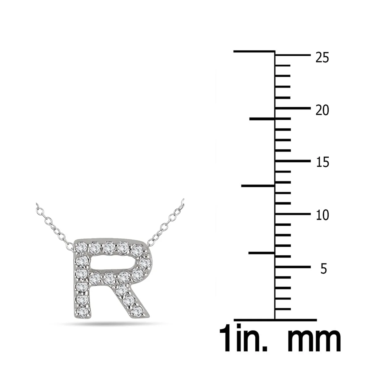 1/6 Carat Tw R Initial Diamond Pendant In 10K White Gold